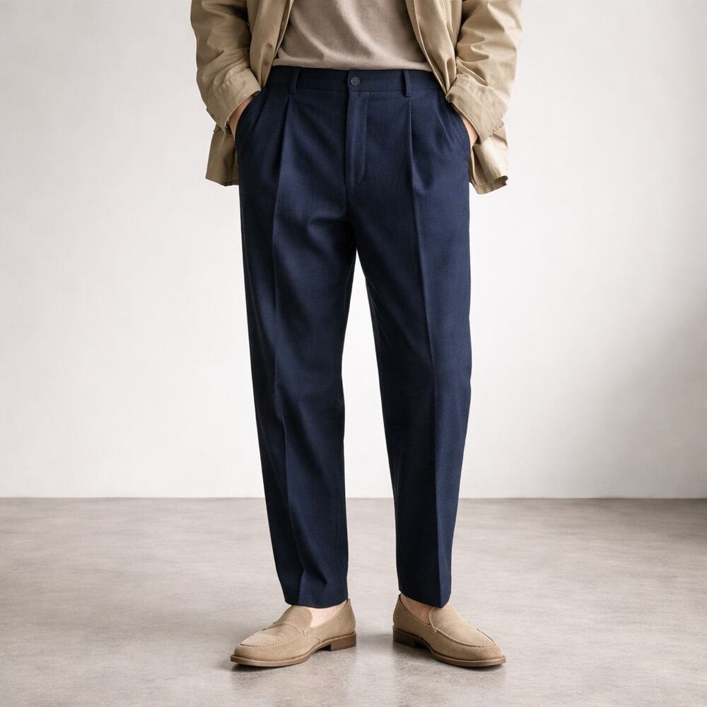 Cellar Door BALLET Pleated Trouser Pants in Navy Wool blend size 44